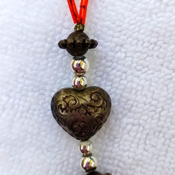 Vintage Silver Green Red Bead Eyeglasses Sunglasses Chain - Picture 5 of 7